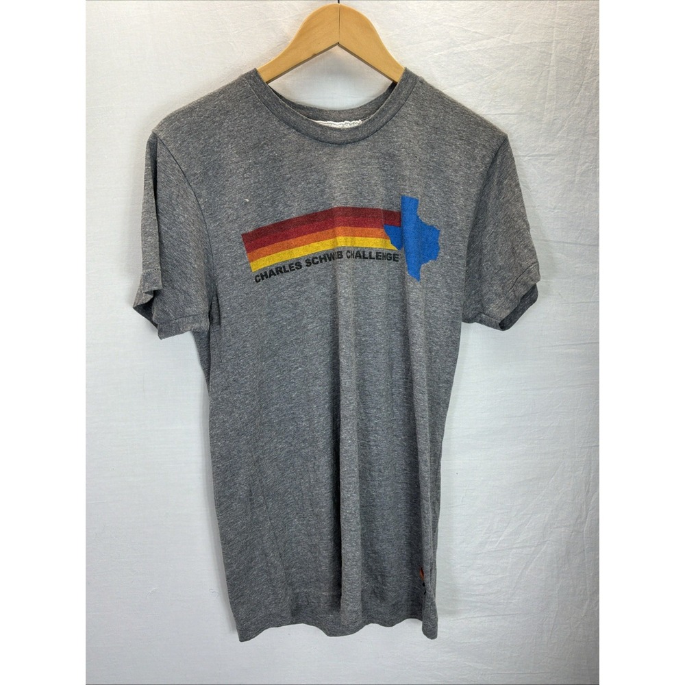 Aviator Nation Texas Schwab stripe T Shirt Size M Gray Short Sleeve USA Soft